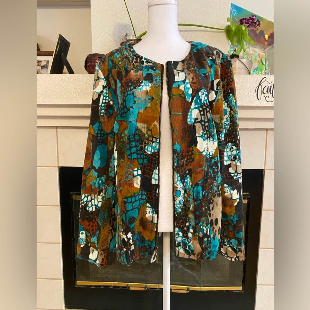 REQUIREMENTS Women’s Corduroy Front Zipper Jacket, Multi Colored, Size L